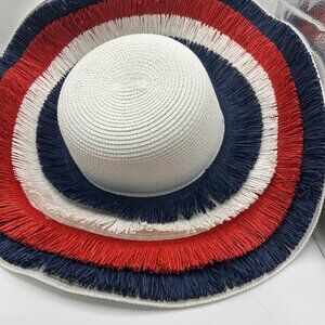Red, Blue and White Beach hat